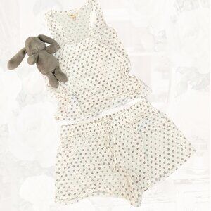 Madewell Shorty Pajamas Tanktop Soft 100% Cotton - Flower Pattern - EUC - XL